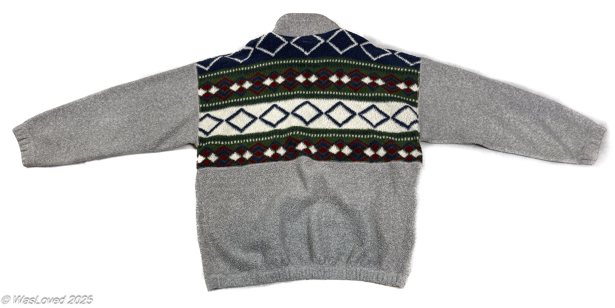 Pre-worn Grey & Patterned Half-Zip Fleece – United Cotton Active Club – Unisex XXL (Based on Measurements)