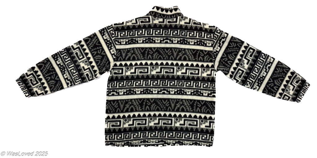Pre-worn Black & White Geometric Pattern Half-Zip Fleece – POLAR Line – Unisex XXL (Based on Measurements)