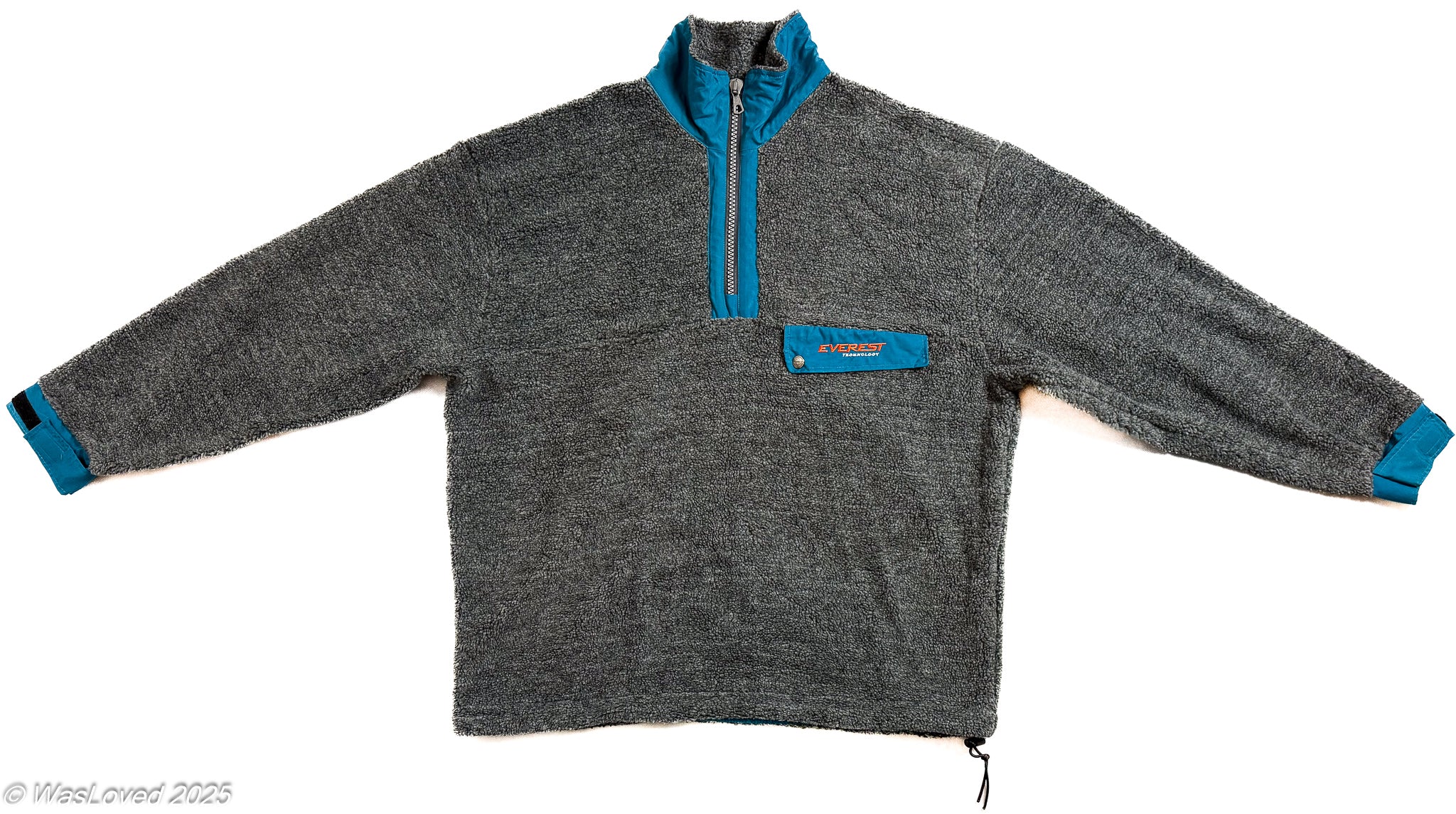 Pre-worn Grey & Teal Half-Zip Everest Fleece – Polyester/AKYRL – Unisex 4XL (Based on Measurements)