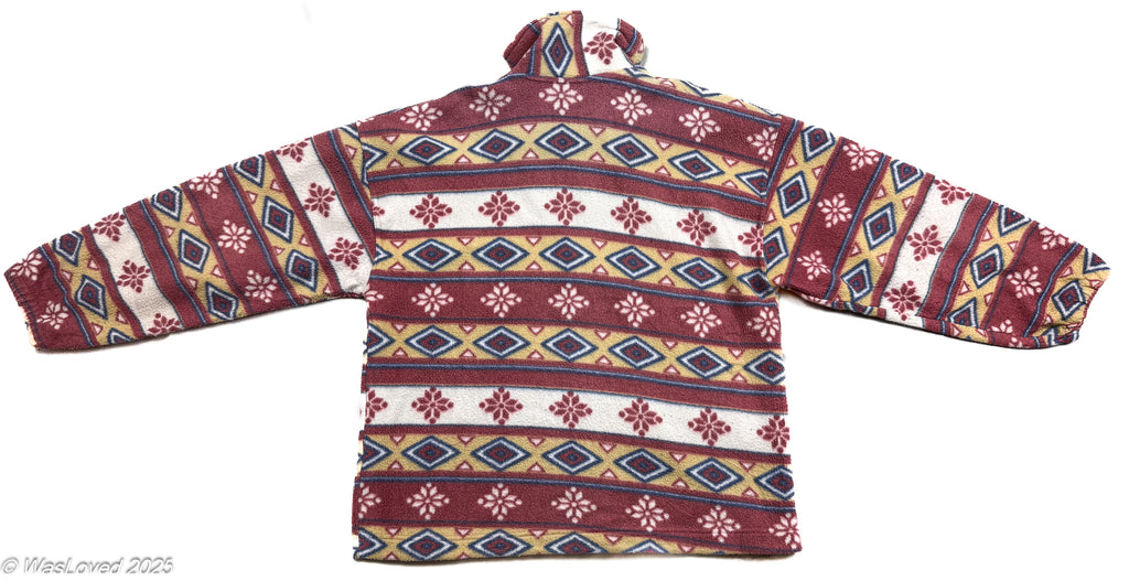 Pre-worn Red & Multi-Colour Geometric Full-Zip Fleece – Esselle Country & Outdoors – Unisex XXL (Based on Measurements)
