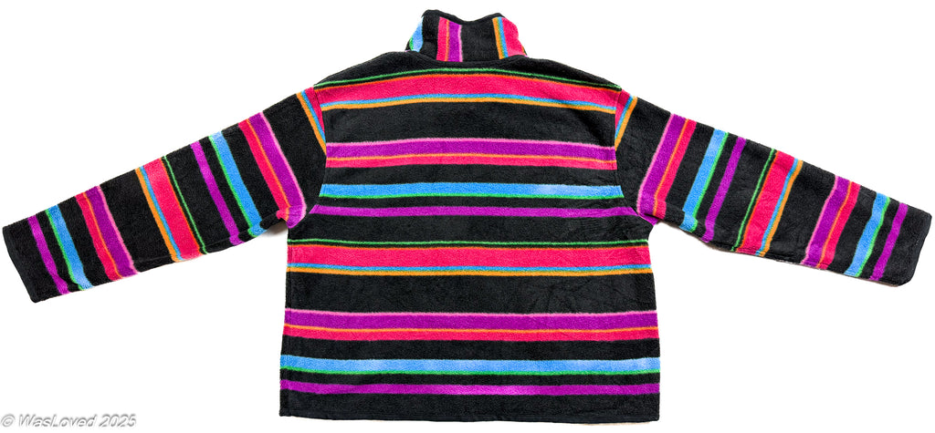 Pre-worn Multicolour Rainbow Stripe Button-Up Fleece – Talbots – Unisex XL (Based on Measurements)