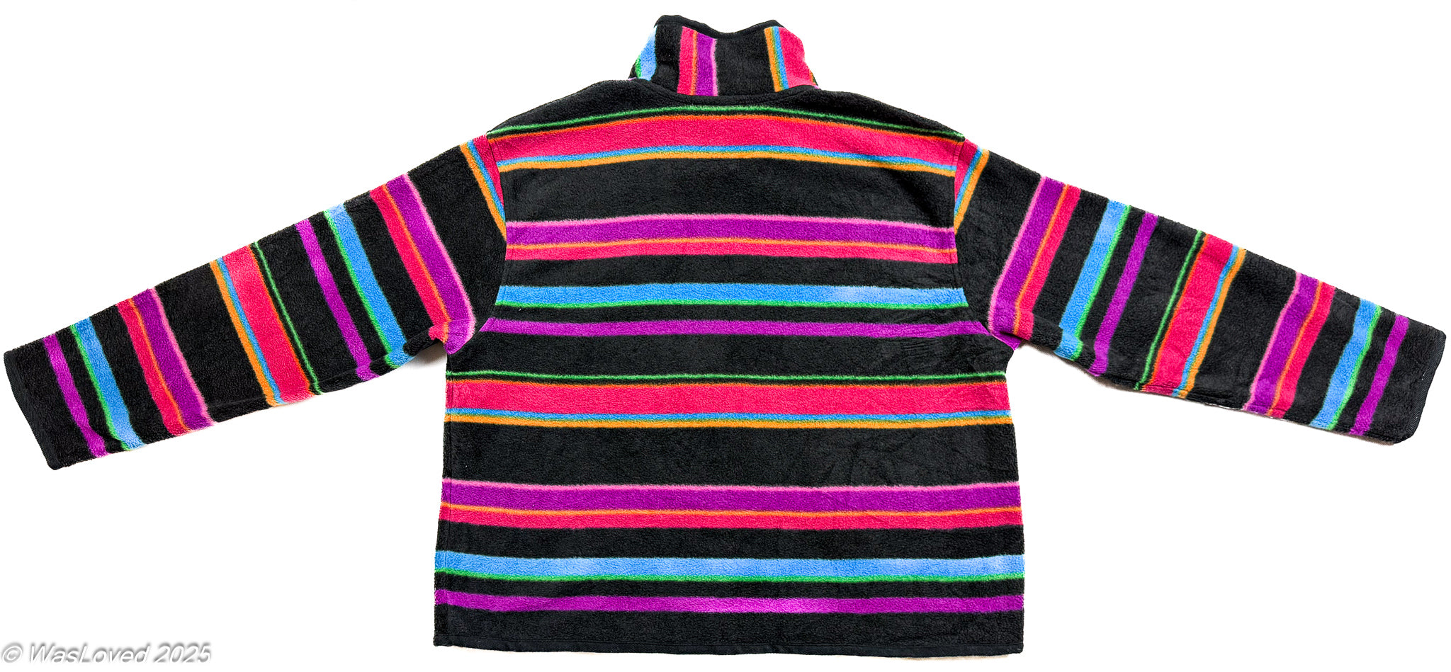 Pre-worn Multicolour Rainbow Stripe Button-Up Fleece – Talbots – Unisex XL (Based on Measurements)