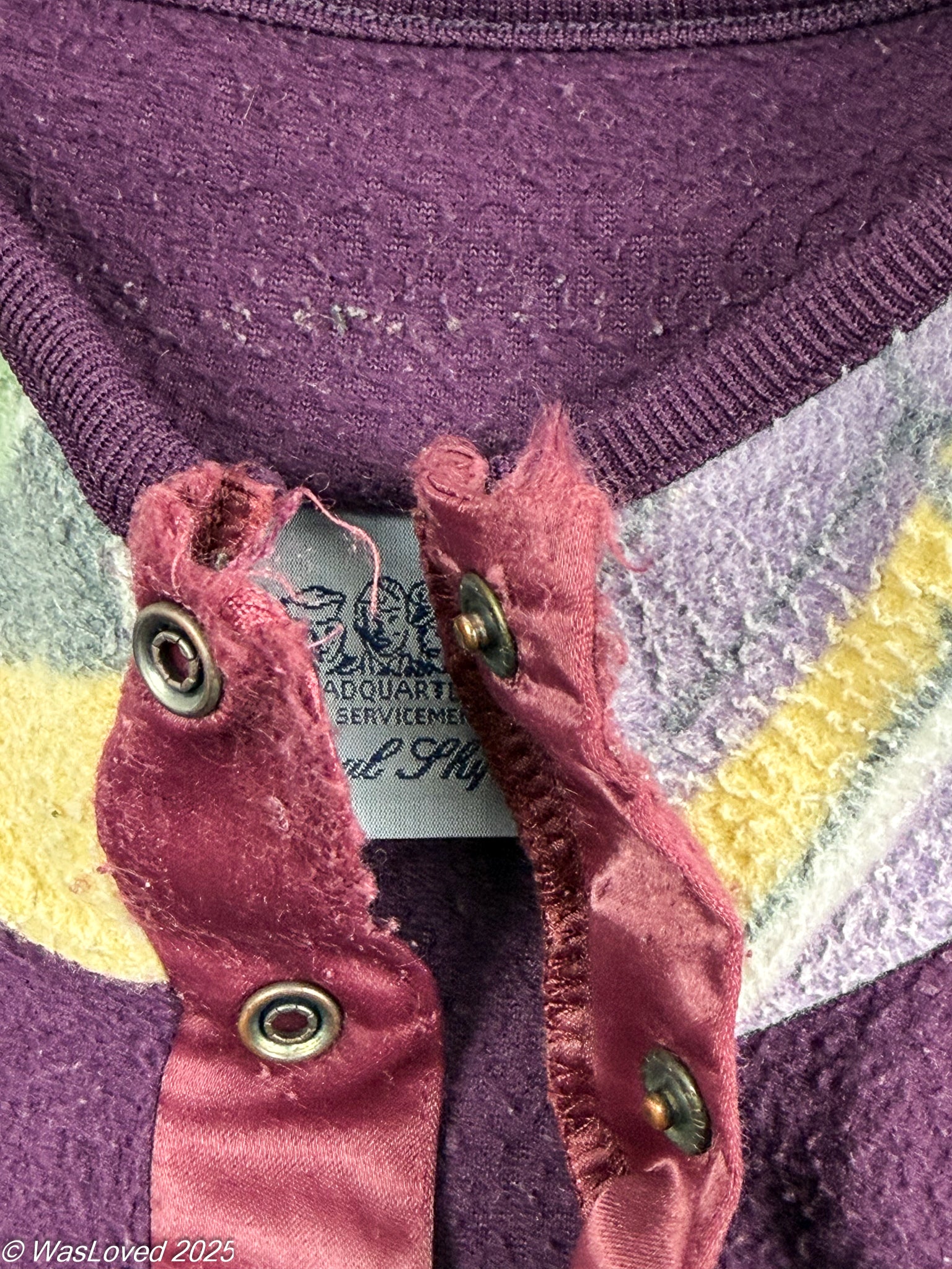 Pre-worn Royal Ship Co Purple Panelled Fleece – 64cm Pit-to-Pit – Polyester – Unisex XXL Fit. Please read below for condition.