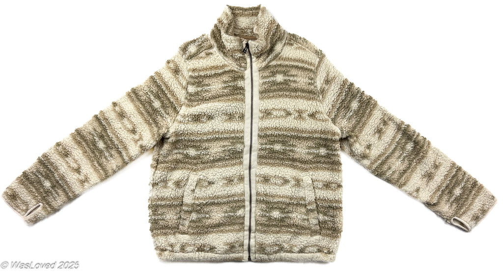 Pre-worn Old Navy Beige Sherpa Zip Fleece – Unisex L (Based on Measurements)