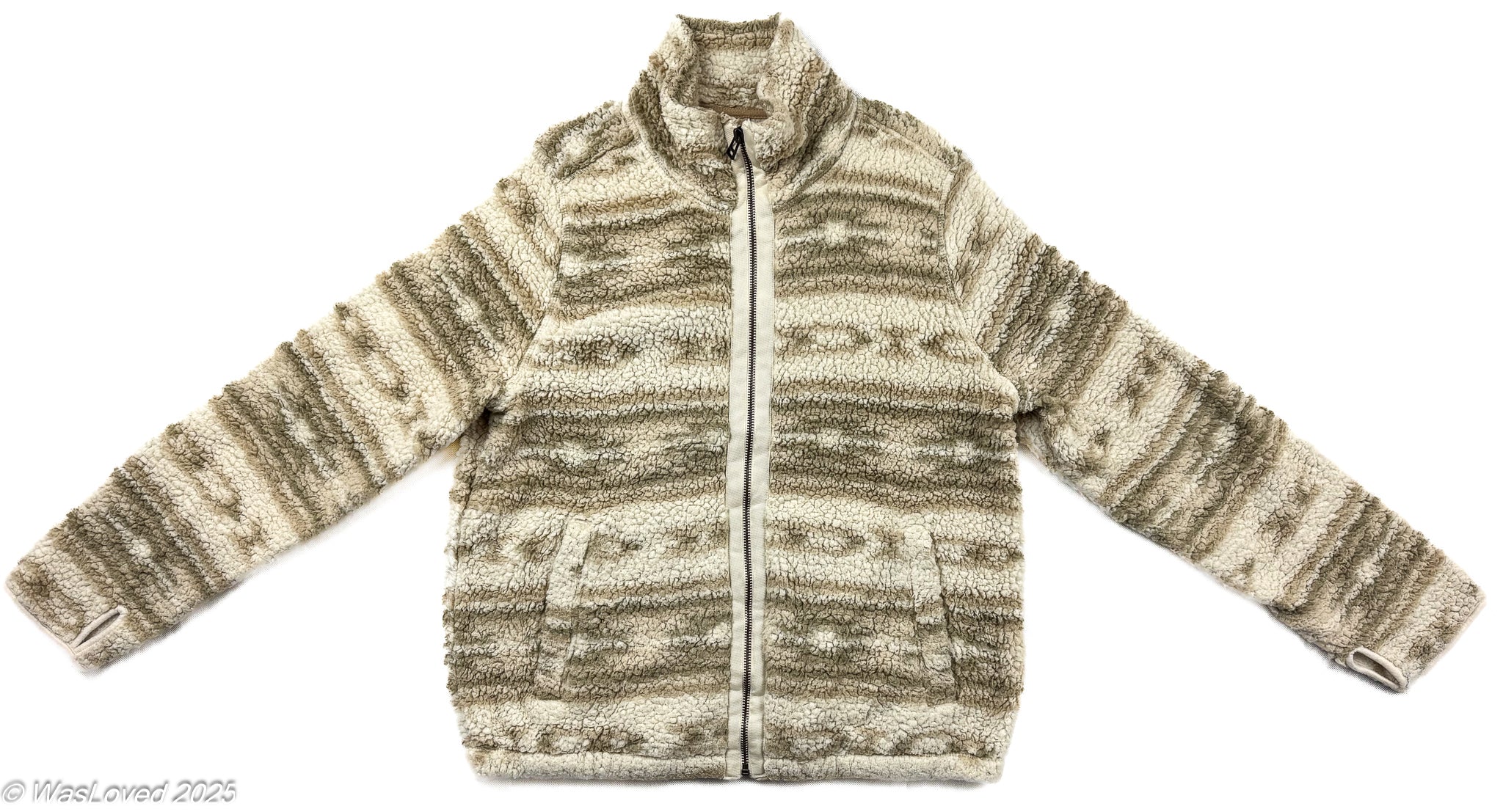 Pre-worn Old Navy Beige Sherpa Zip Fleece – Unisex L (Based on Measurements)