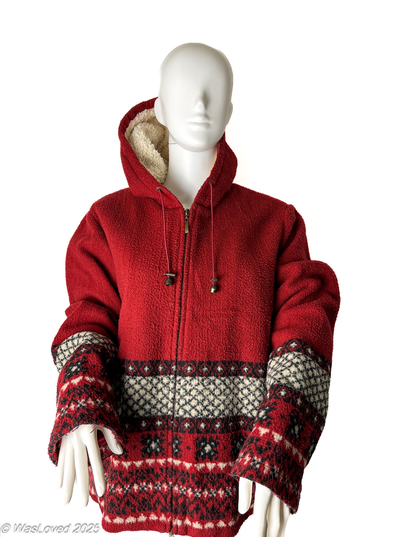 Pre-worn Upcountry by Du Monde Red Hooded Fleece – Nordic Trim – Unisex XXL (Based on Measurements)