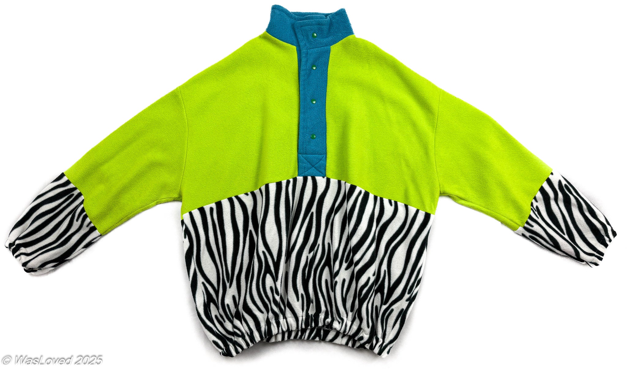 Pre-worn Oversized Zebra & Neon Colourblock Fleece – Unisex 4XL (Based on Measurements)