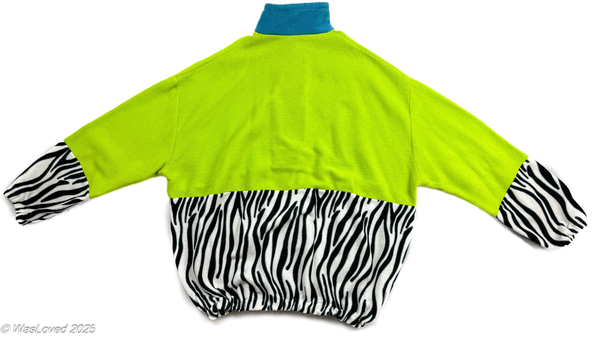 Pre-worn Oversized Zebra & Neon Colourblock Fleece – Unisex 4XL (Based on Measurements)
