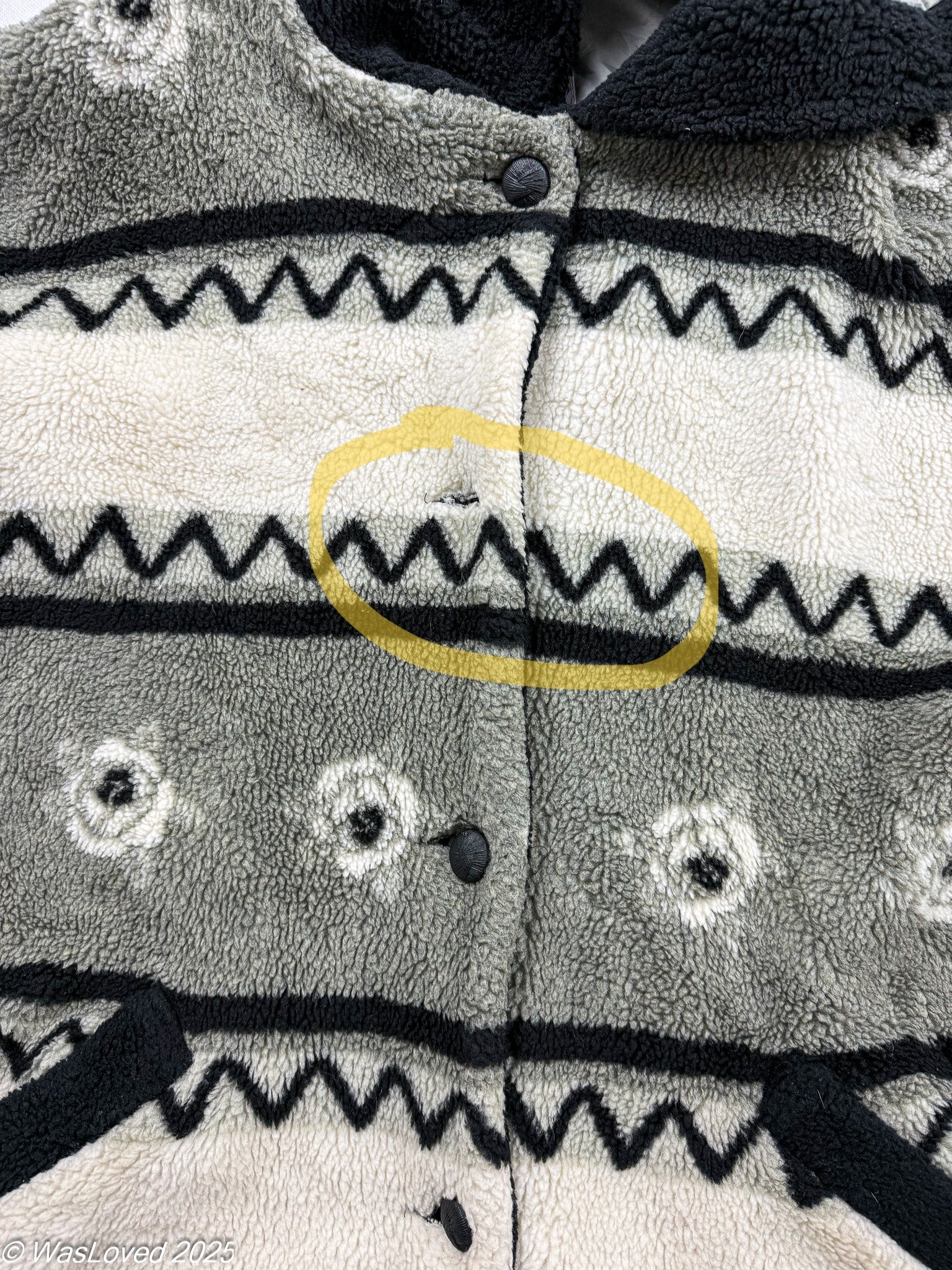 Pre-worn Men’s/Women’s Unisex Heavy Fleece Jacket – Grey/Black Pattern – Unisex 4XL (Based on Measurements). Please read below for condition.