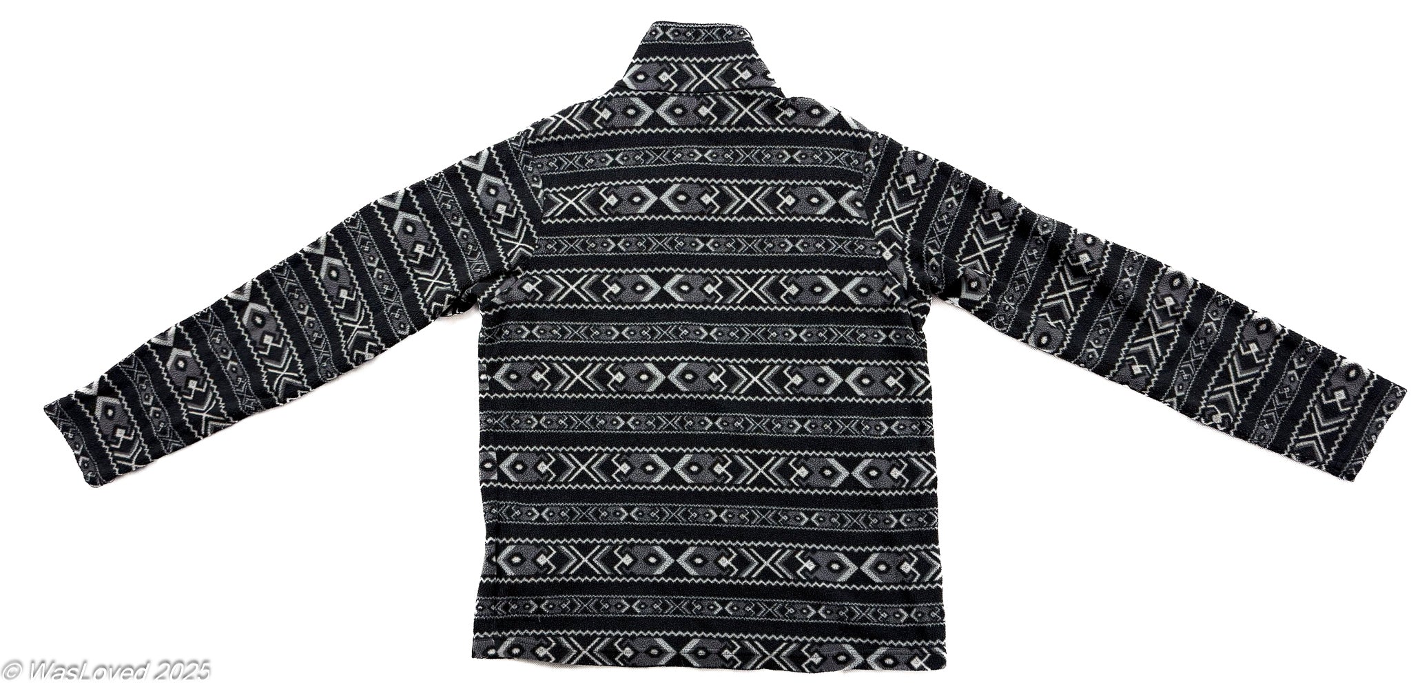 Pre-worn Berghaus Patterned Fleece – Black/Grey – Half Zip – Unisex M (Based on Measurements)