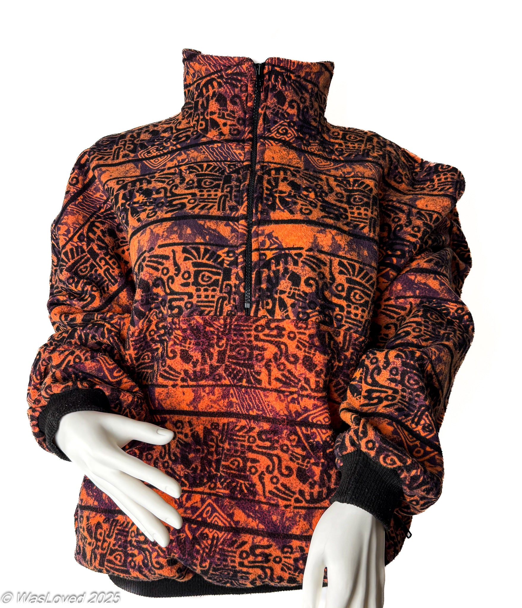 Pre-worn SEB Bright Orange Patterned Fleece – Unisex XXL (Based on Measurements)