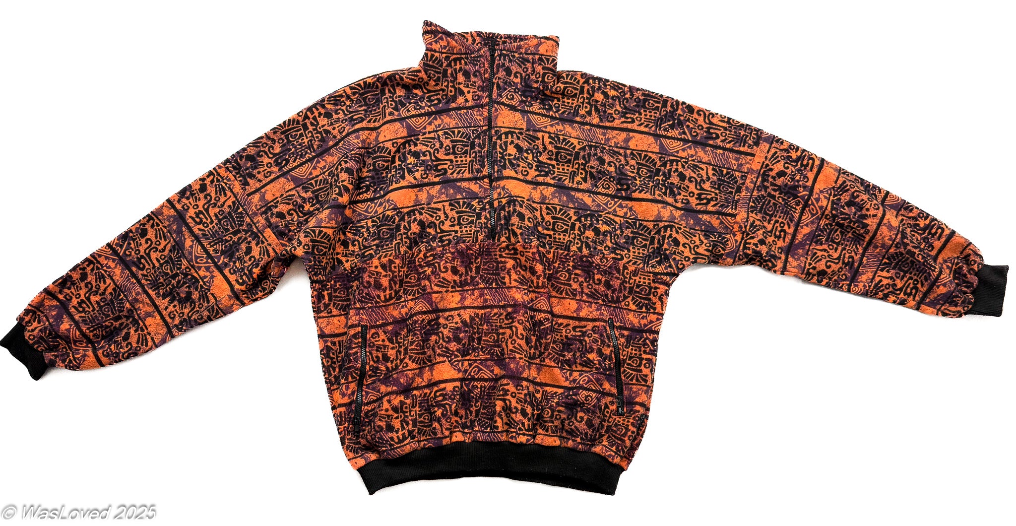 Pre-worn SEB Bright Orange Patterned Fleece – Unisex XXL (Based on Measurements)