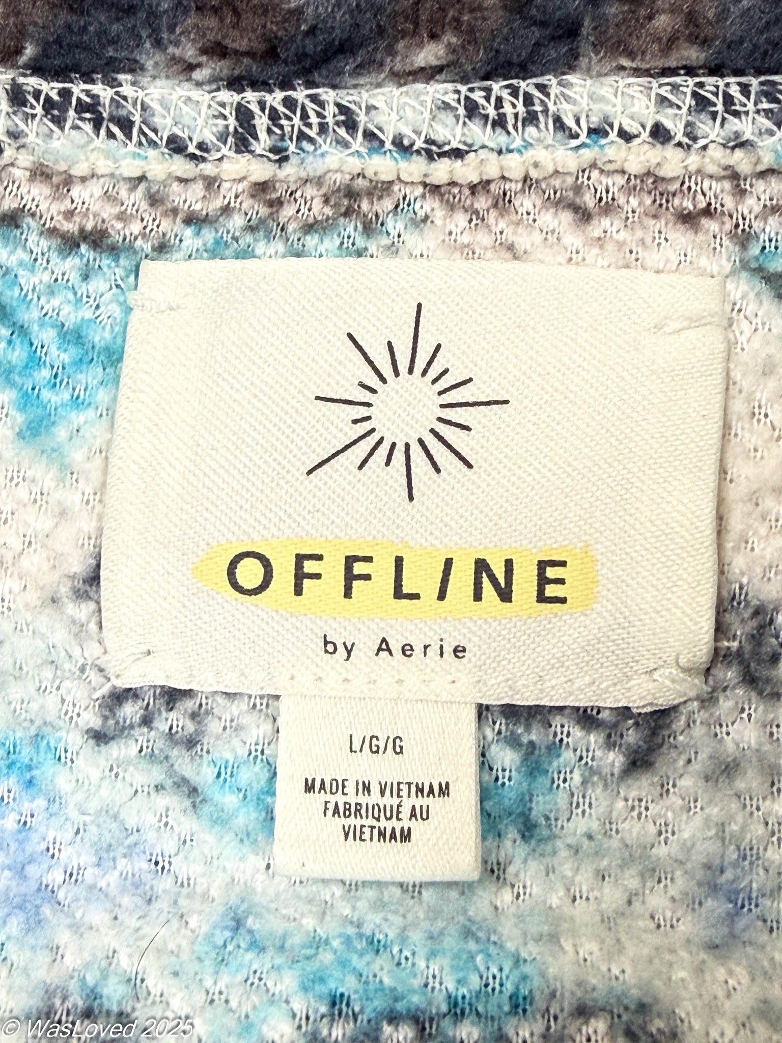 Pre-worn Blue & Black Patterned Sherpa-Style Fleece – OFFLINE by Aerie – Unisex XXL (Based on Measurements)