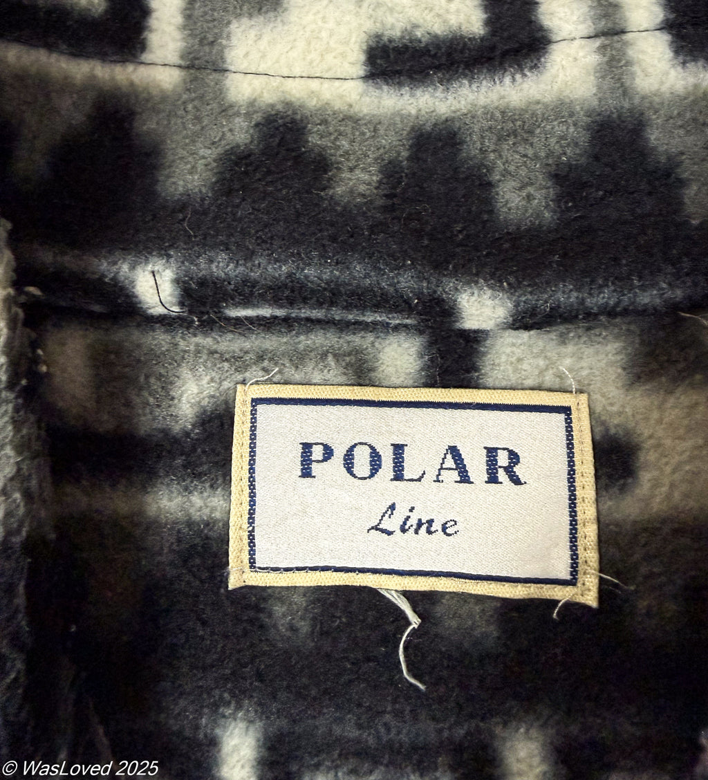 Pre-worn Black & White Geometric Pattern Half-Zip Fleece – POLAR Line – Unisex XXL (Based on Measurements)