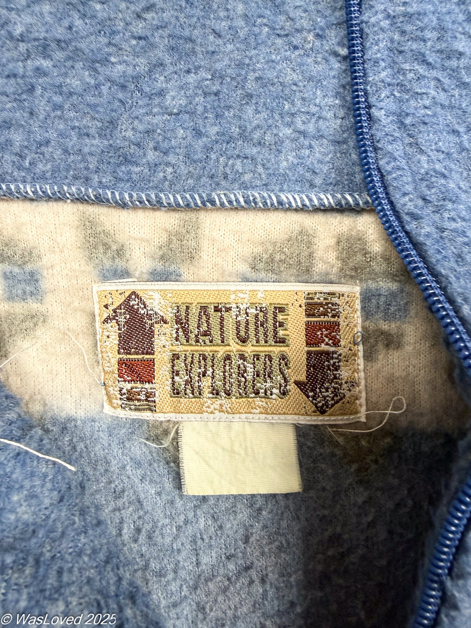 Pre-worn Blue & Brown Nordic Pattern Half-Zip Fleece – Nature Explorers – Unisex XXL (Based on Measurements)