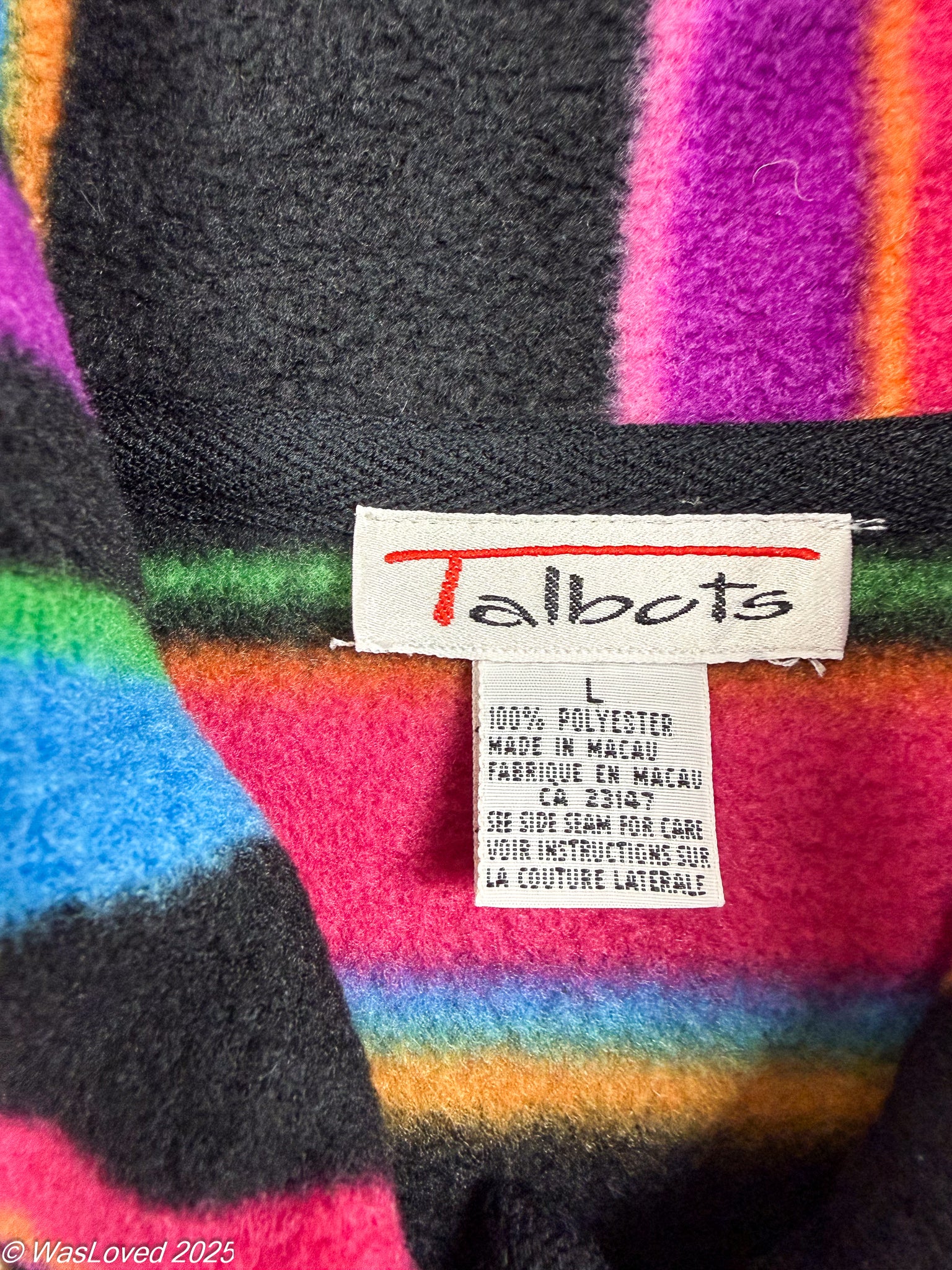 Pre-worn Multicolour Rainbow Stripe Button-Up Fleece – Talbots – Unisex XL (Based on Measurements)