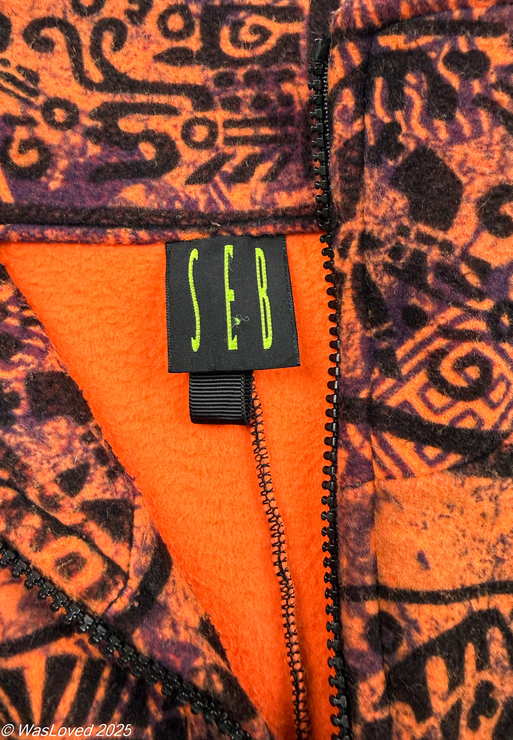 Pre-worn SEB Bright Orange Patterned Fleece – Unisex XXL (Based on Measurements)