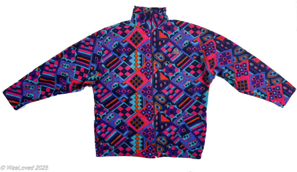 Pre-worn Dress Retro Geometric Patterned Fleece - XXL (Repair Project)