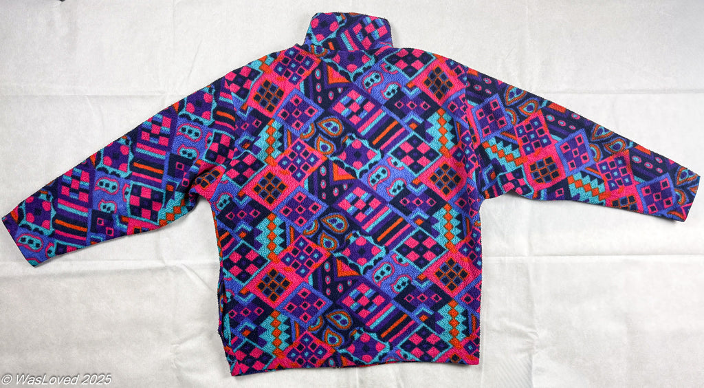 Pre-worn Dress Retro Geometric Patterned Fleece - XXL (Repair Project)