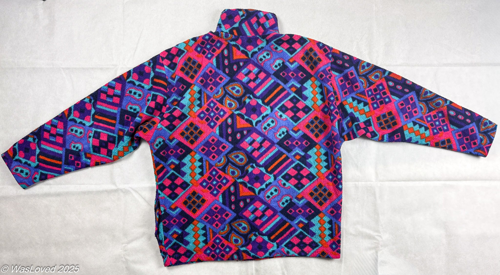 Pre-worn Dress Retro Geometric Patterned Fleece - XXL (Repair Project)