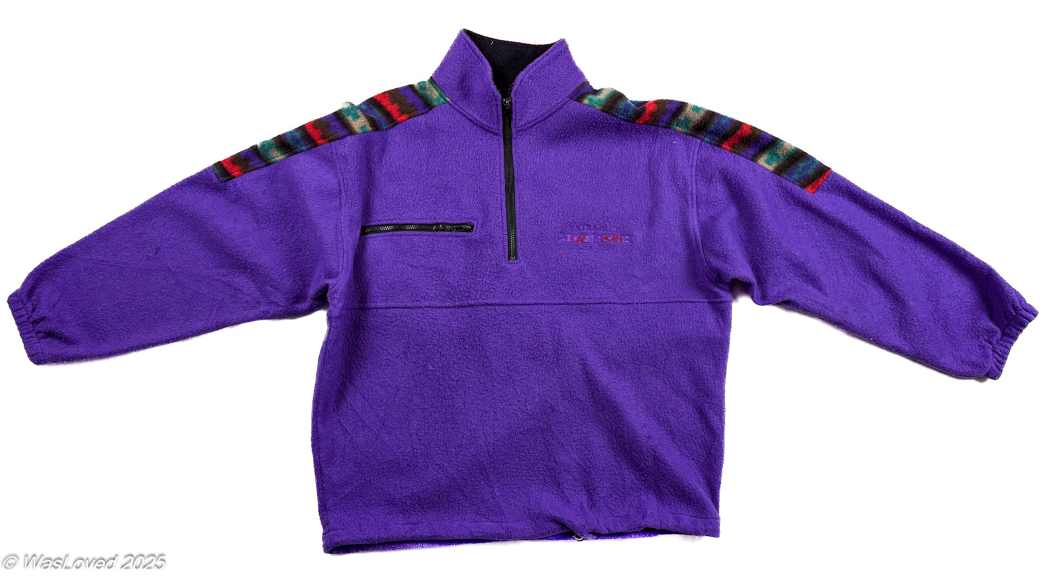 Pre-worn Cap Horn Patterned Shoulder 1/4 Zip Fleece - 3XL
