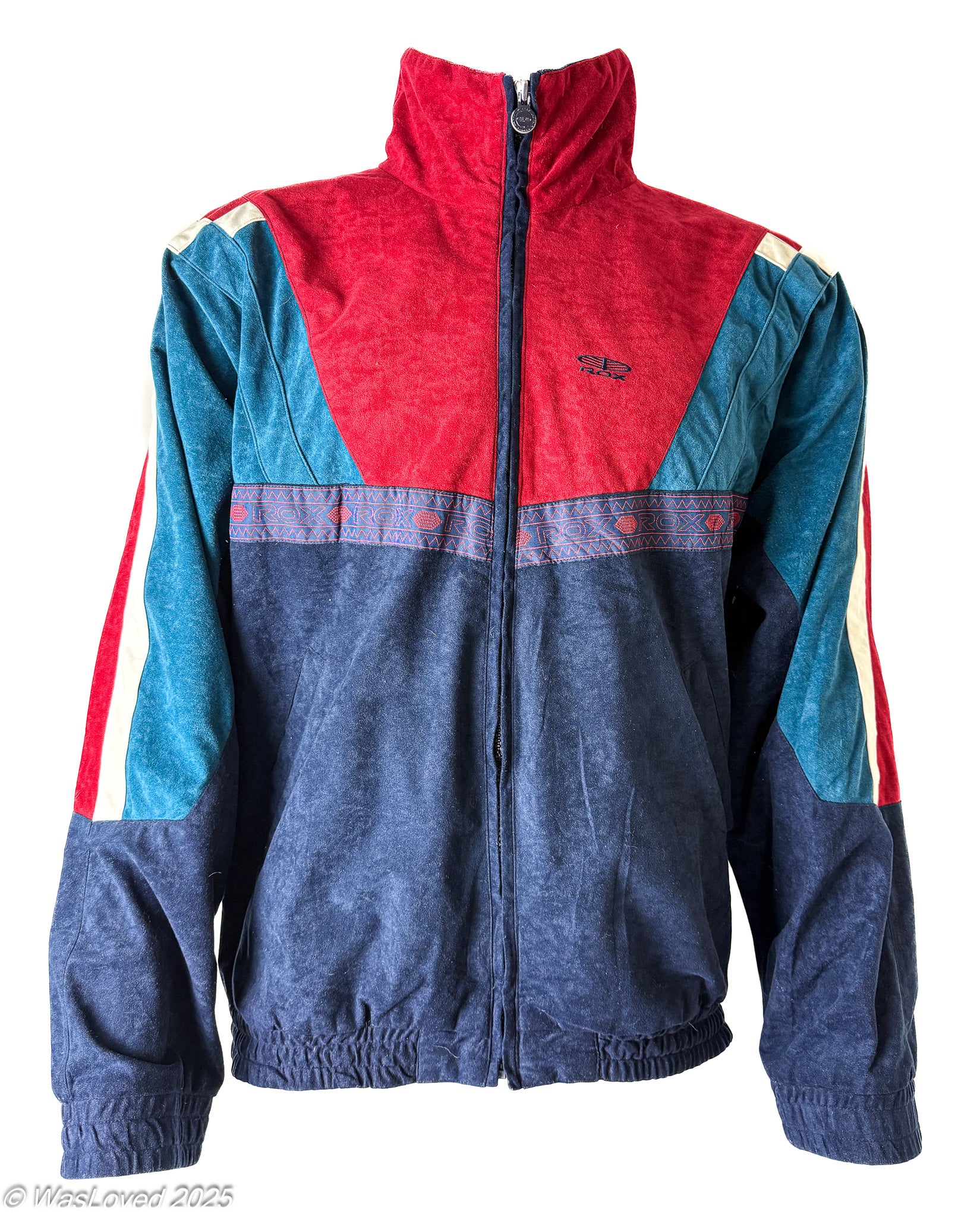 Pre-worn Vintage ROX Color-Block Velour Track Jacket - 3XL