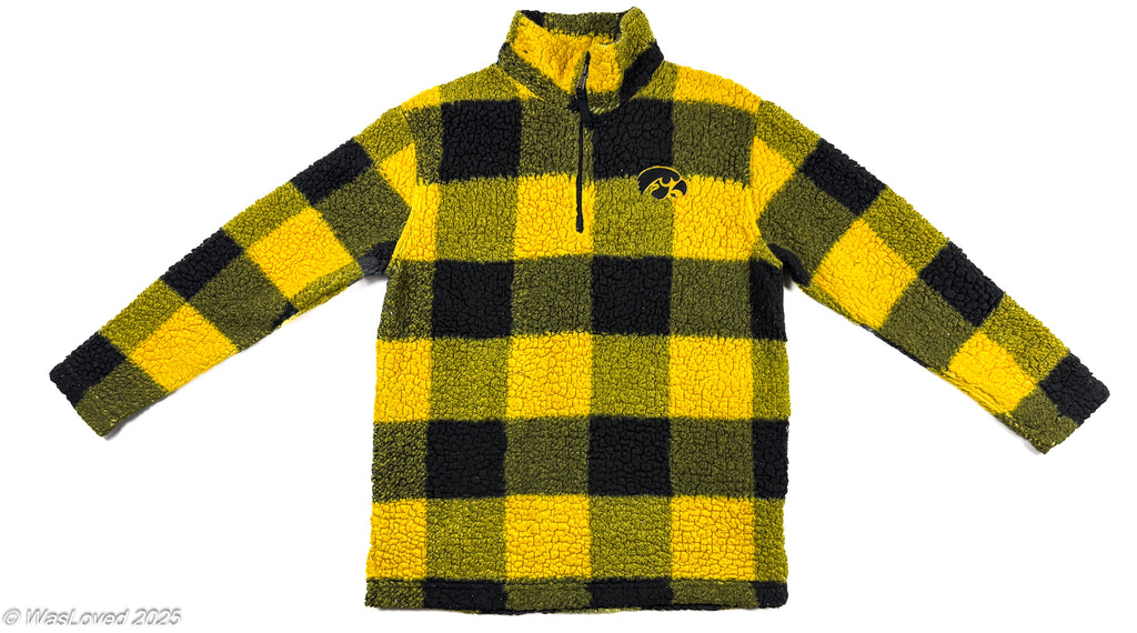 Pre-worn Boxercraft Iowa Hawkeyes Buffalo Plaid Sherpa Fleece - Medium