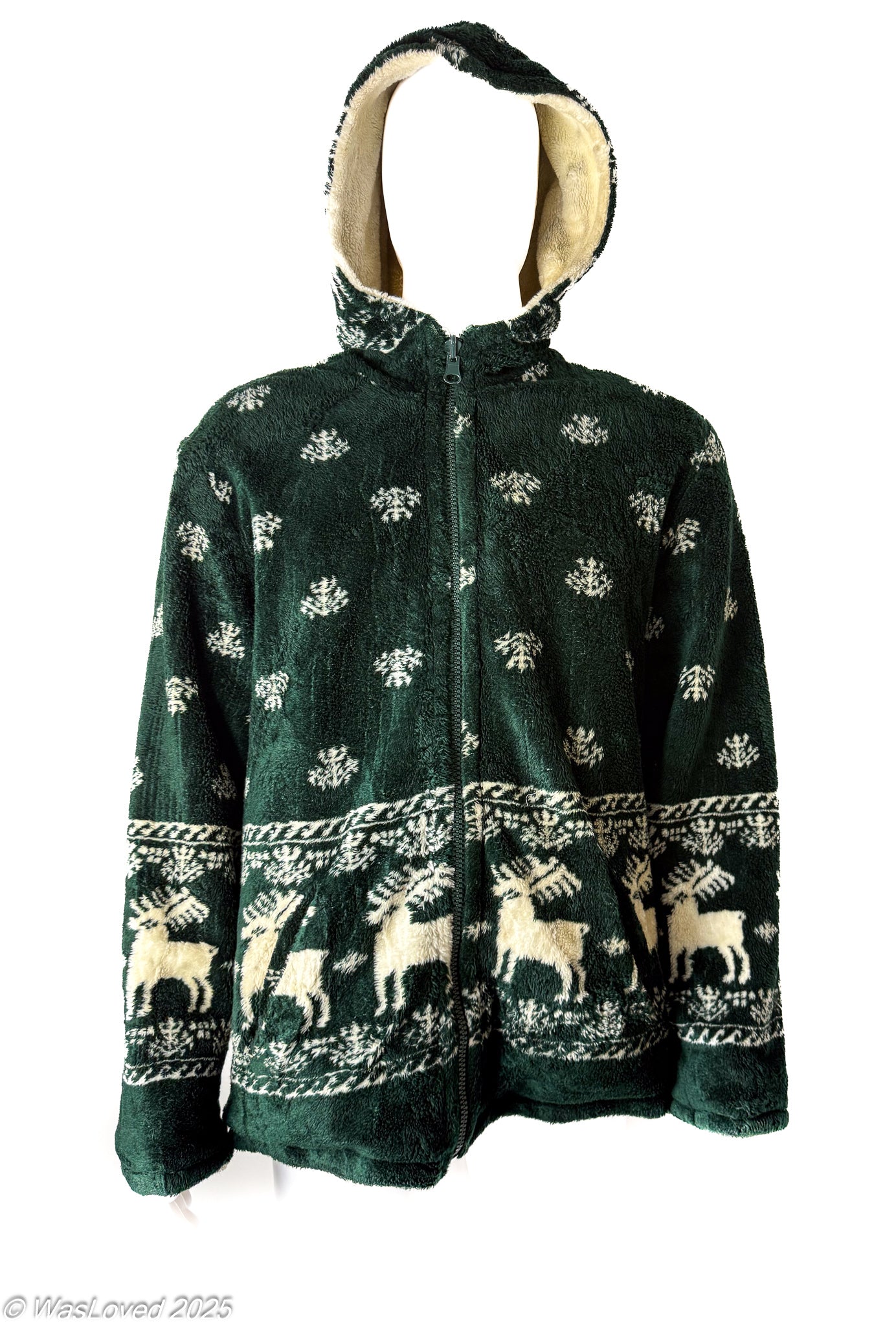 Pre-worn Arctic Circle Reversible Reindeer Sherpa Fleece Jacket - XL